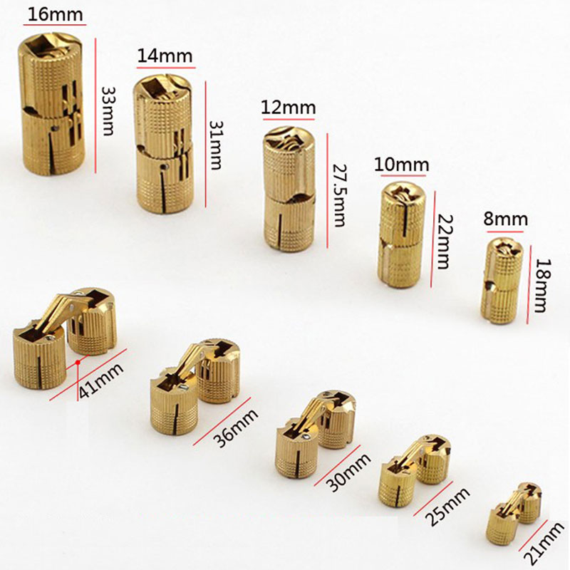 Furniture Hardware Brass - 2 Stuks Koperen Vat Scharnieren Cilindrische