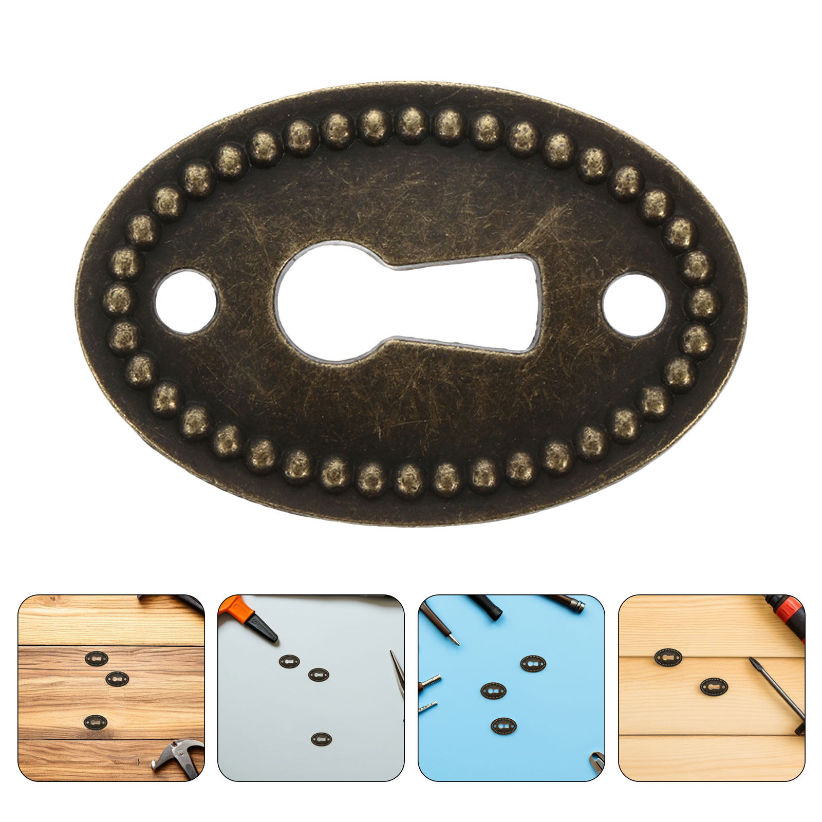 Furniture Hardware Vintage - 16 stuks vintage ovale decoratieve sleutelgatplaten