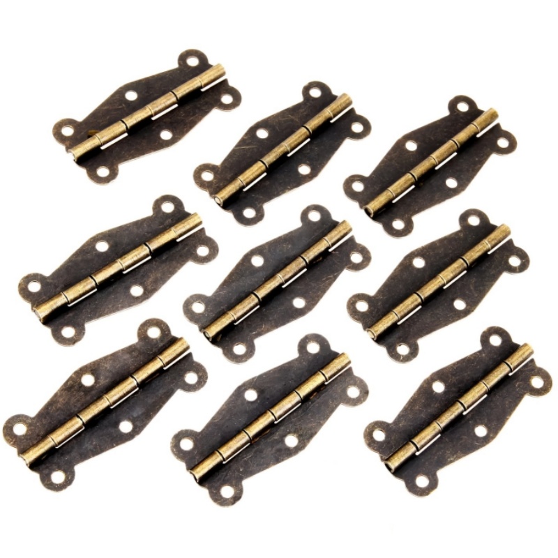 Furniture Hardware Vintage - 9 stuks vintage bronskleurige kastdeurscharnieren, meubelaccessoires,